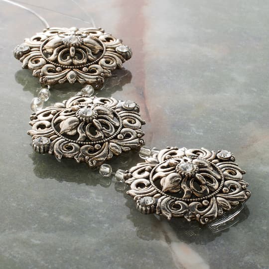12 Packs: 3 ct. (36 total) Silver Metal Rococo Sliders, 39mm by Bead Landing™